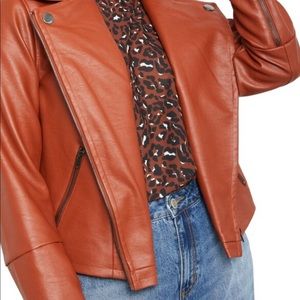 Eloquii Faux Leather Tan Moto Jacket